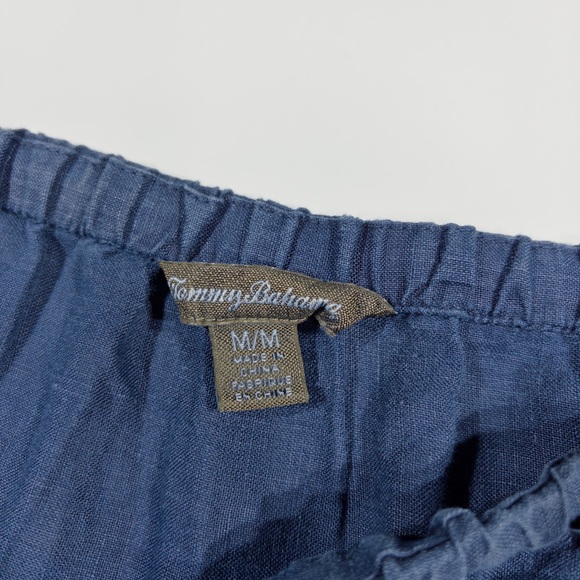 Tommy Bahama 100% Linen Navy Drawstring Midi Skirt Resort Style - Picture 4 of 10